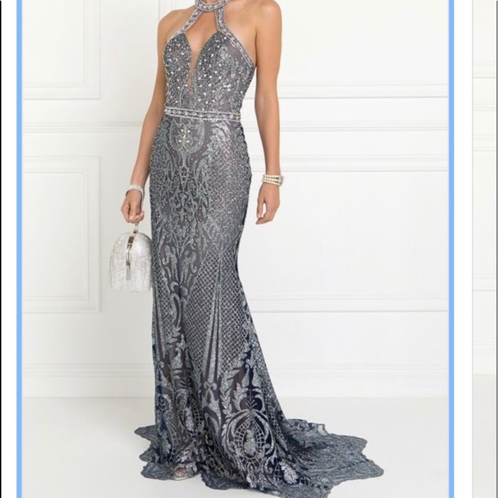 Beaded and lace gown